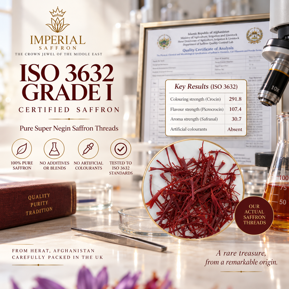 Imperial Saffron pouch with pure Super Negin saffron threads